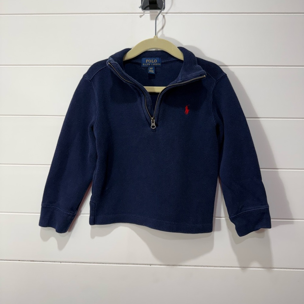 Polo by Ralph Lauren Kids Navy Quarter-Zip Sweater